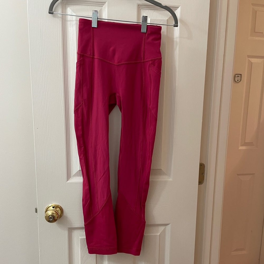 Lululemon Leggings size 2; red-pink; great condition; high rise